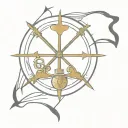 black pirate flag, gold and watches tattoo design idea