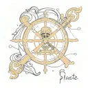 black pirate flag, gold and watches tattoo design idea
