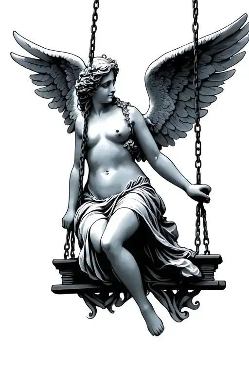 angel who is on a swing hanging tattoo design idea