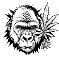 Gorilla smoking weed leaf tattoo design idea