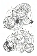 Janus with planets orbiting tattoo design idea