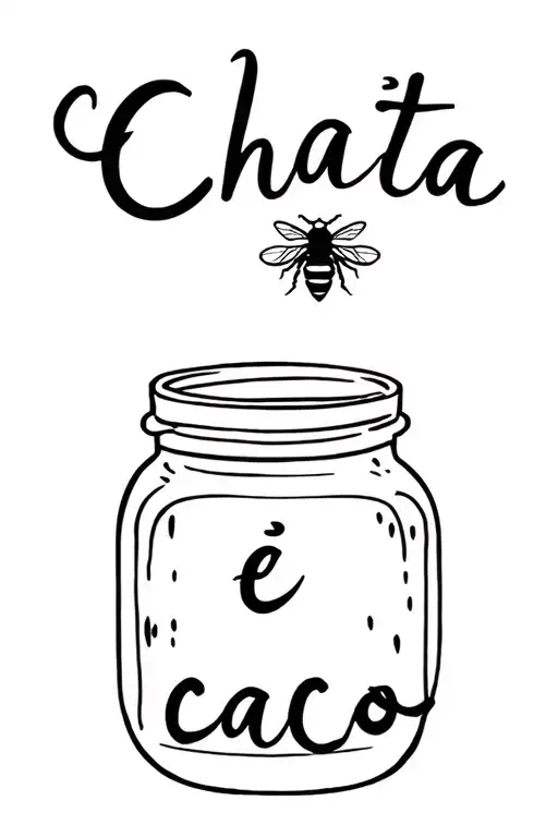 "Chata e caco" bee and jar  tattoo design idea