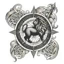 Lion compass rose tattoo design idea