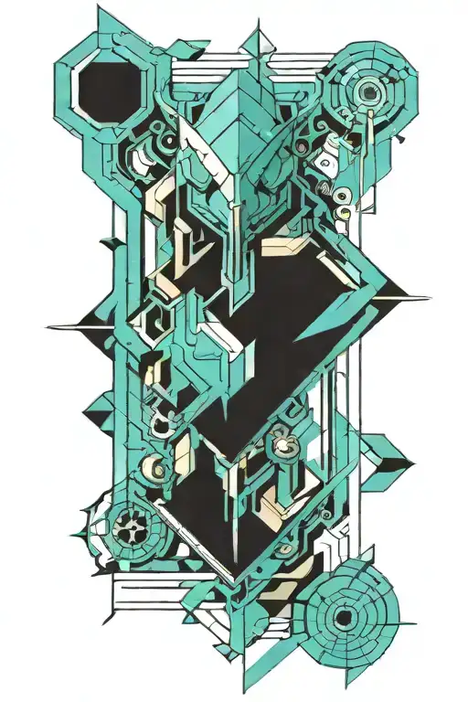 Turquoise dofus themed sleeve tattoo tattoo design idea