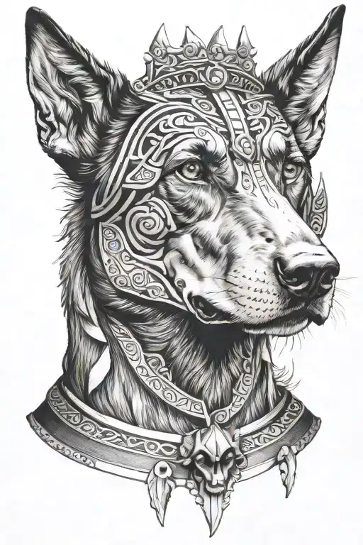 Beauceron head mixed with Anubis tattoo design idea