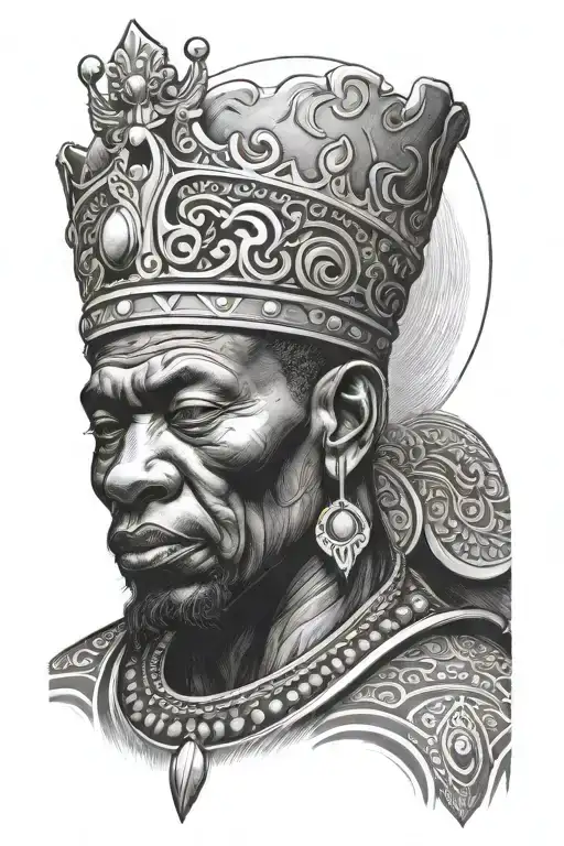 african king sitting tattoo design idea