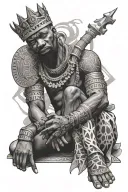 african king sitting tattoo design idea