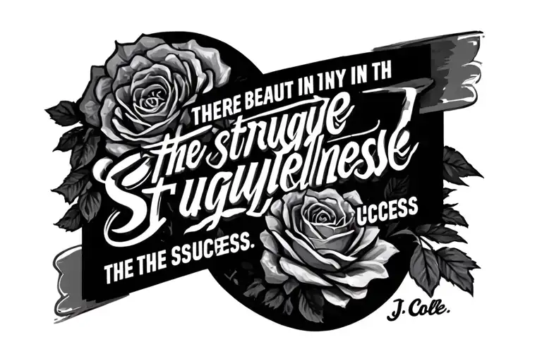 "Theres beauty in the struggle ugliness in the success" - J. Cole tattoo design idea