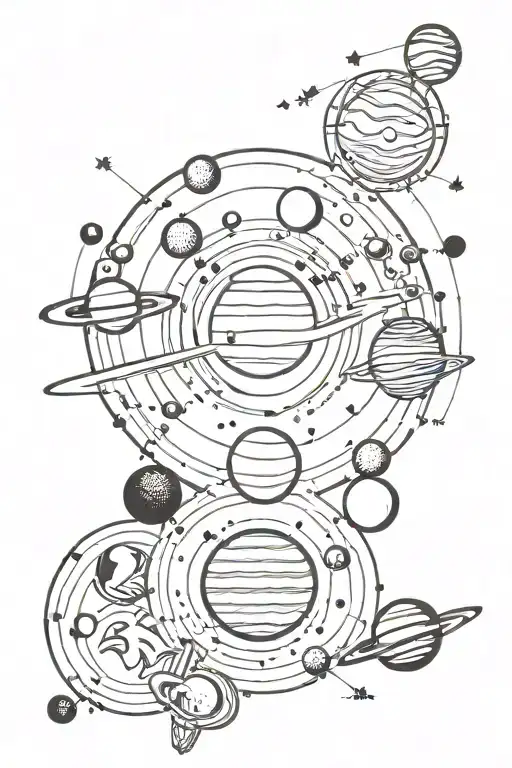 Solar system tattoo design idea