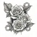 roses with broken chains breaking and bursting open tattoo design idea