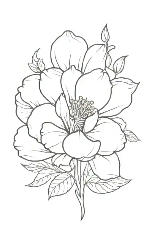 August, May, September, January, October birth flowers tattoo design idea