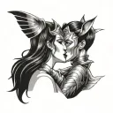 wonder woman and cat woman kissing each other on the lips passionately  tattoo design idea