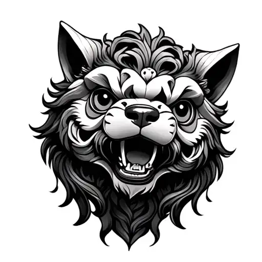 japanese foo dog tattoo design idea