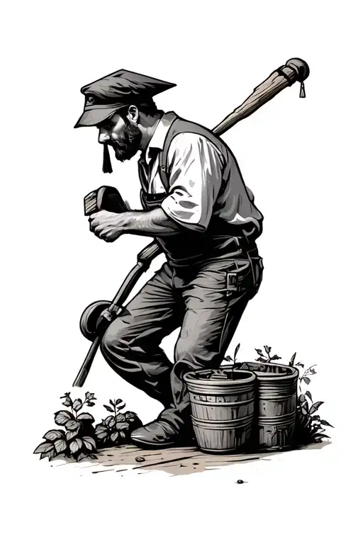 father's degree carpenter gardener tattoo design idea