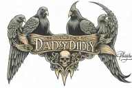 Writing saying "Daddy" with the quote around saying "you will never walk 500 miles alone"  tattoo design idea