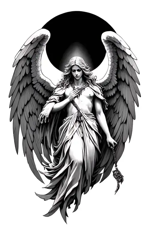 Something which incorporates the realistic gothic style for men, but a gothic angel protecting over something to symboli tattoo design idea