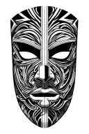 abstract mask with two parts double face tattoo design idea