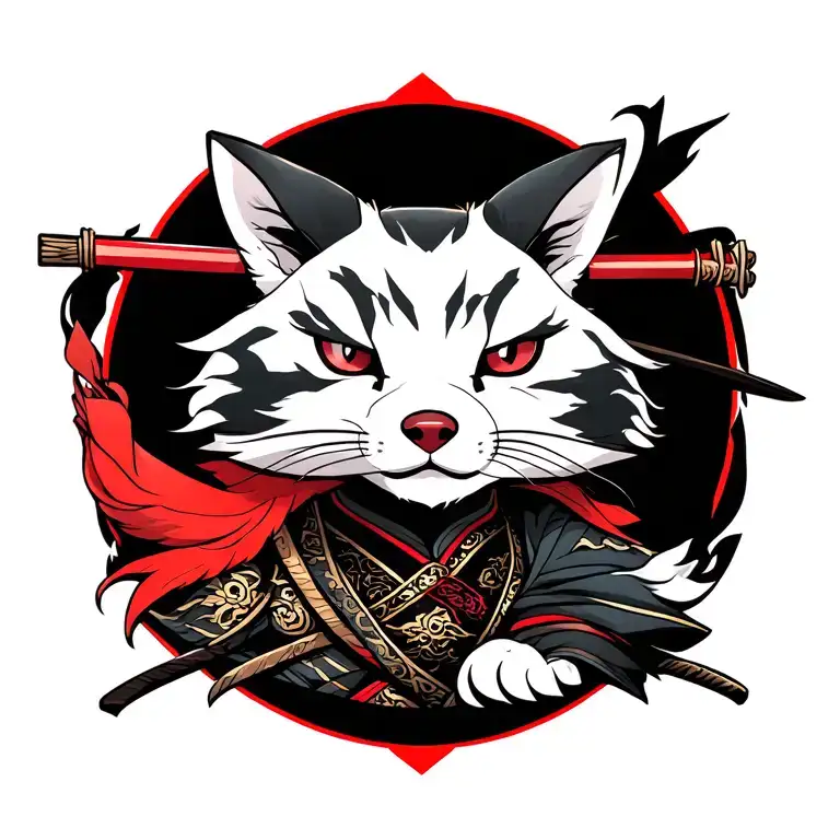 kitsune samurai warrior tattoo design idea