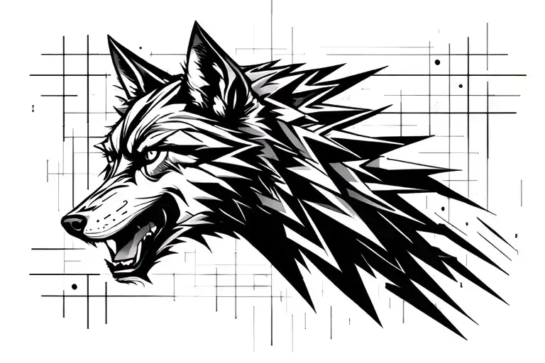 WOLF ANGRY AND SCARFACE tattoo design idea