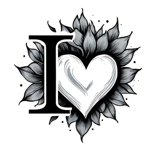 small I initial with heart by it tattoo design idea
