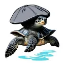 sea turtle flat cap tattoo design idea