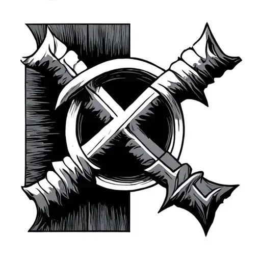 tiwaz rune Jerusalem cross tattoo design idea