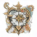  A delicate heart shape, filled with architectural lines and symbols like compasses, rulers, and geometric patterns tattoo design idea