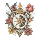  A delicate heart shape, filled with architectural lines and symbols like compasses, rulers, and geometric patterns tattoo design idea