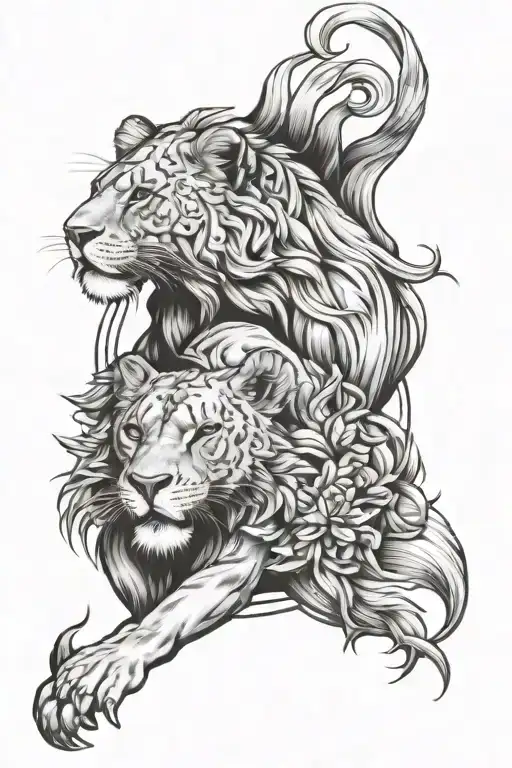 Pisces Leo lioness tattoo design idea