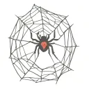 black widow spider with heart shaped web tattoo design idea