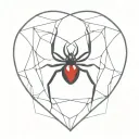 black widow spider with heart shaped web tattoo design idea
