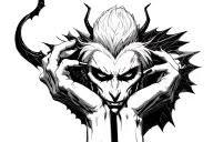 Sin Devil Trigger Vergil, Devil May Cry 5, Devil Trigger Head and his hands below are holding a demonheart tattoo design idea