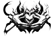 Sin Devil Trigger Vergil, Devil May Cry 5, Devil Trigger Head and his hands below are holding a demonheart tattoo design idea