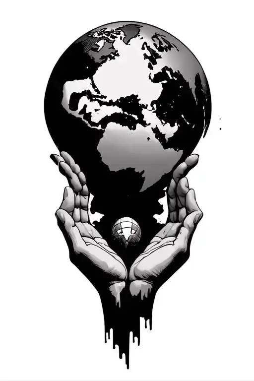 atlas holding the chaotic world  tattoo design idea