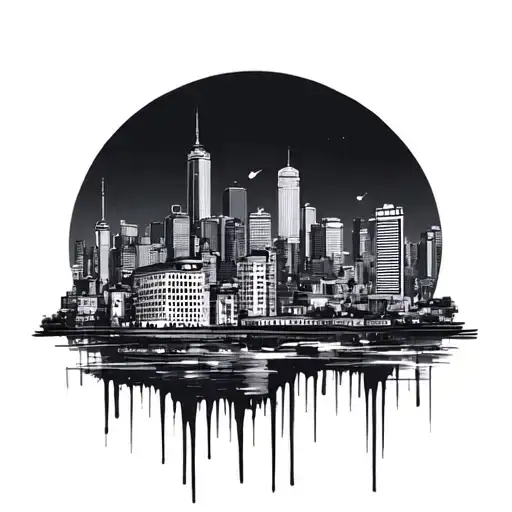 Tokyo city skyline in the background tattoo design idea