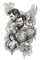 family lover,cold heart, strong man tattoo design idea