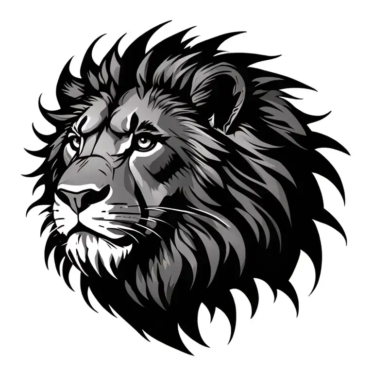 fine line, half a lion head tattoo design idea