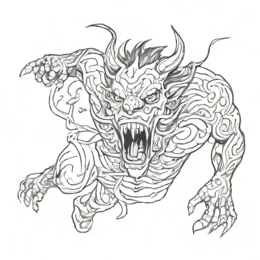 man screaming wearing mask fighting off inner demons tattoo design idea