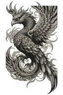 simple phoenix asian style tattoo design idea