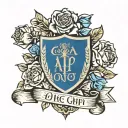 alpha phi omega crest with roses  tattoo design idea