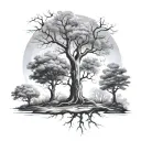 worms eye view trees tattoo design idea