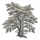 worms eye view trees tattoo design idea