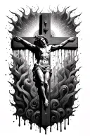 melting Crucifix tattoo design idea