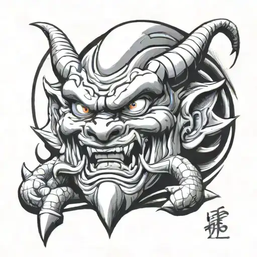 dragon Ball japanese oni mask tattoo design idea