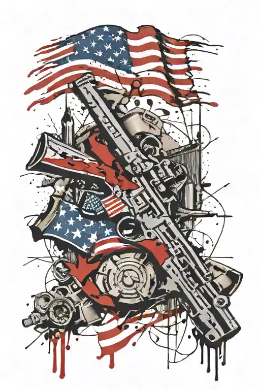 American flag 2nd amendment scroll tattoo design idea