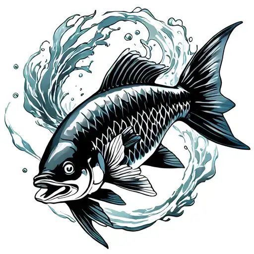 koy fish and something related tattoo design idea