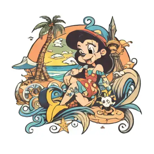 Disney beach theme half sleeve tattoo tattoo design idea