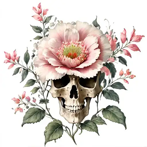 vertebra and flower tattoo design idea