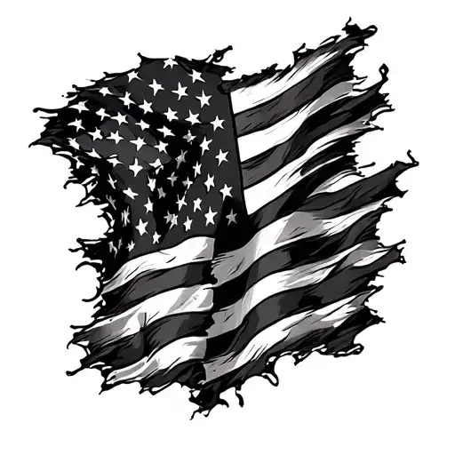 Torn American Flag tattoo design idea