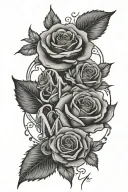 rose with the names jenson and hunter around it with the letters c and m somewhere  tattoo design idea
